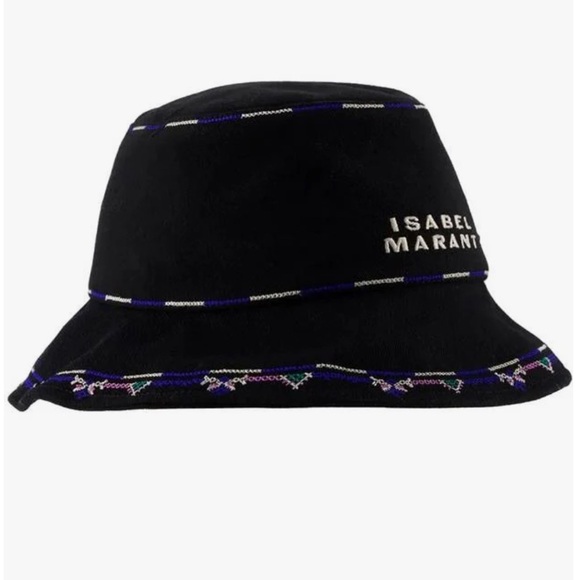 Isabel Marant Helena Embroidery Logo Bucket Hat Black - Picture 1 of 11